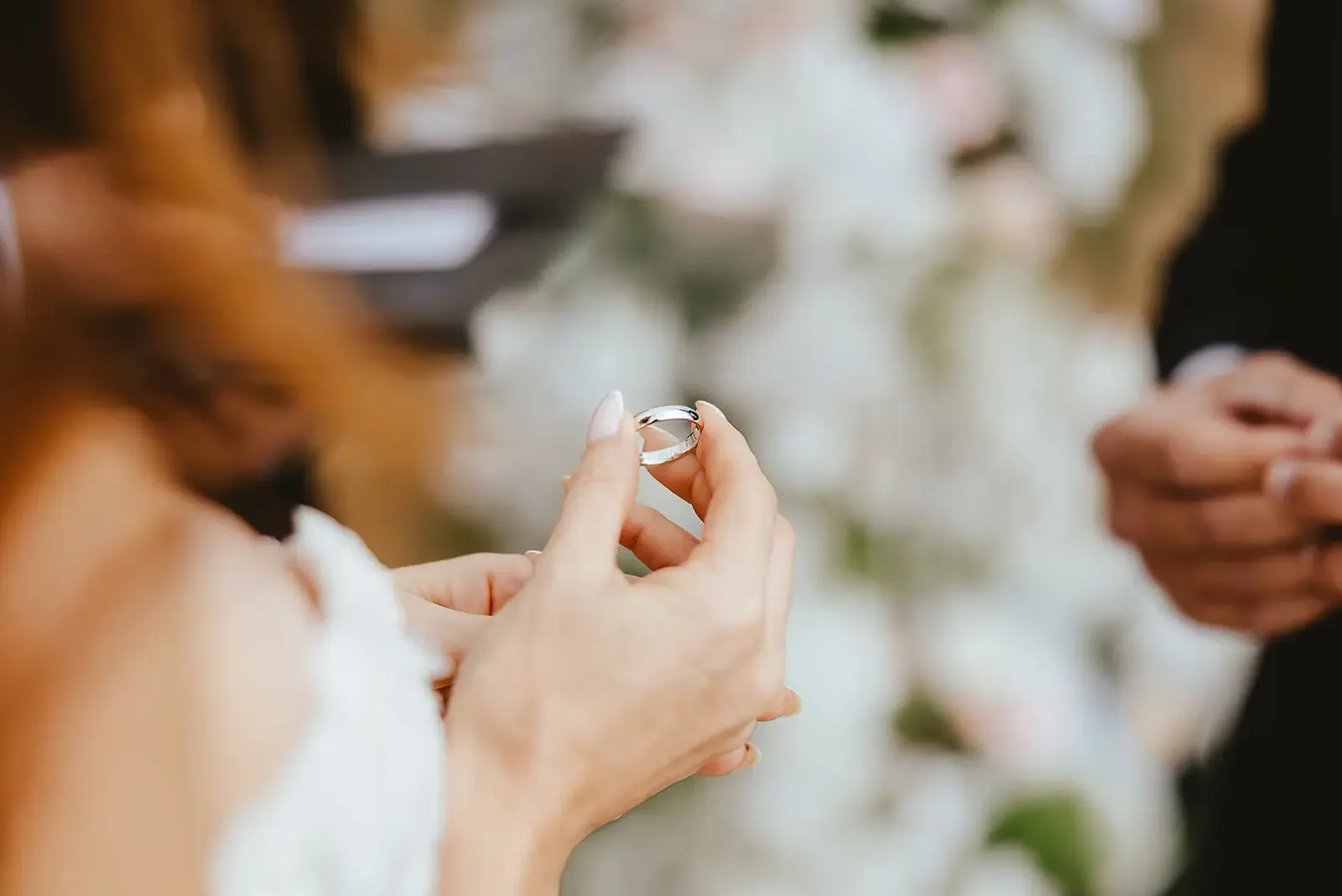 Close-up of the ring exchange at a Deer Park Heights wedding