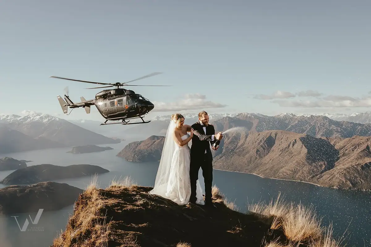 Heli elopement photography in Queenstown and Wanaka, New Zealand