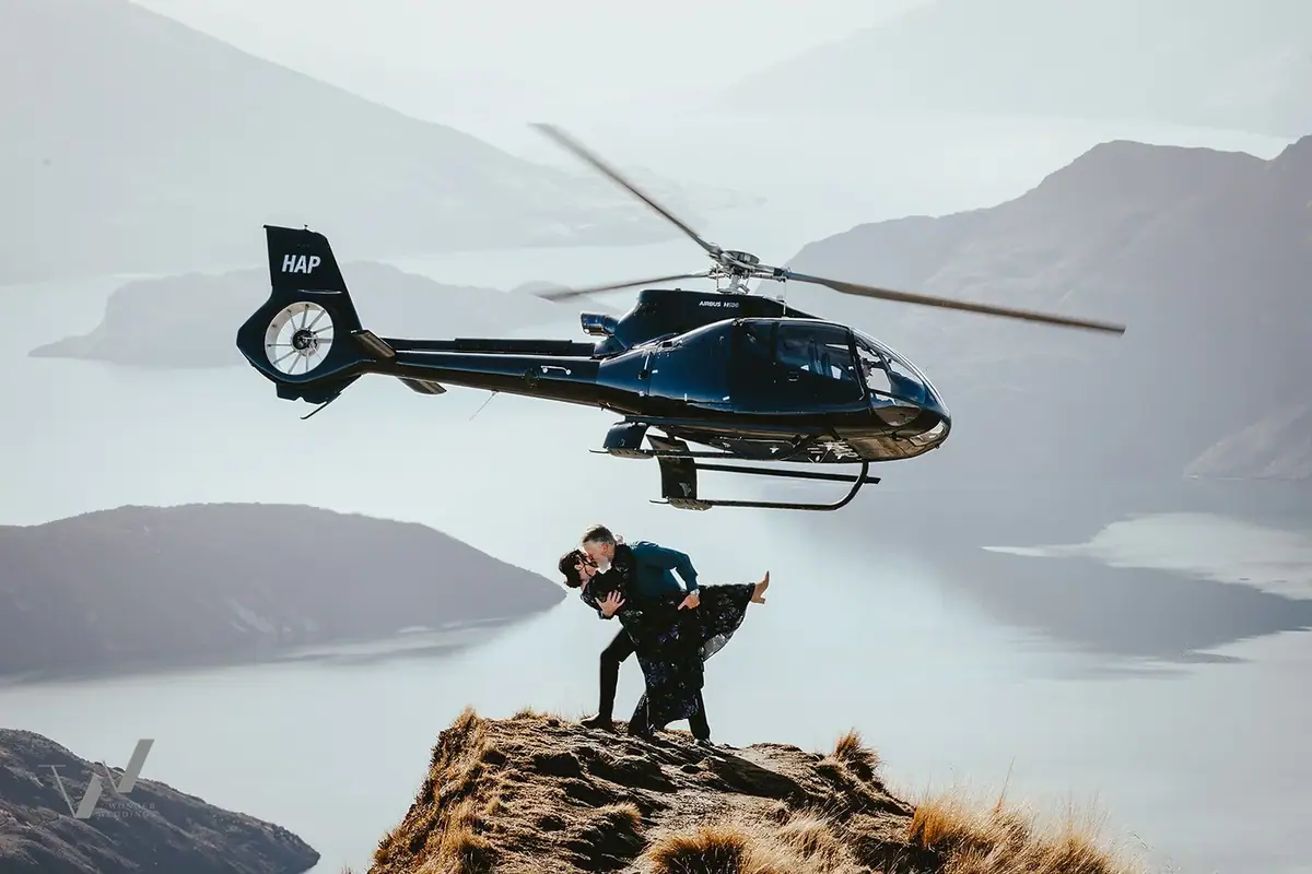 Heli elopement photography in Queenstown and Wanaka, New Zealand