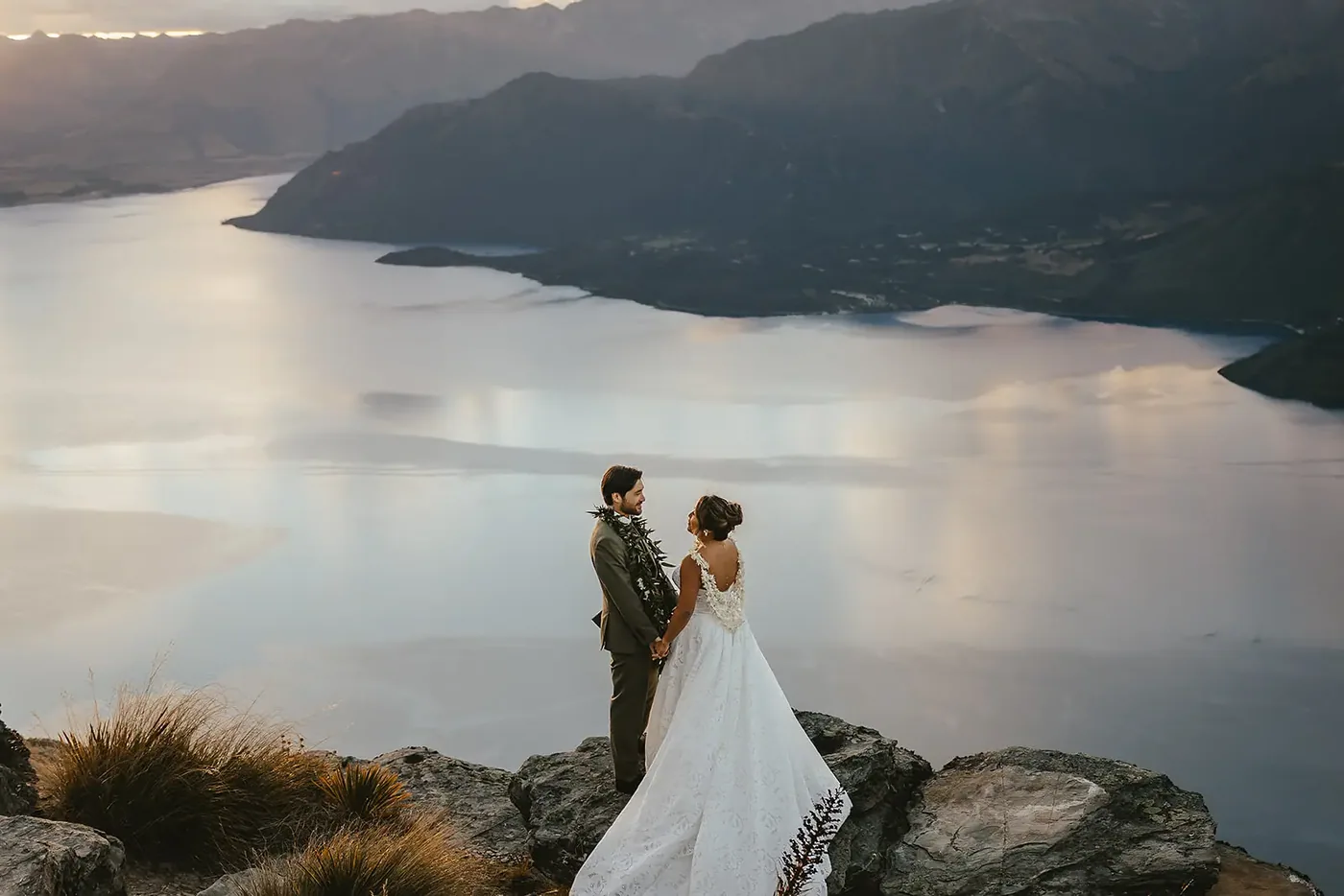 Pastel sunset at Cecil Peak above Lake Wakatipu