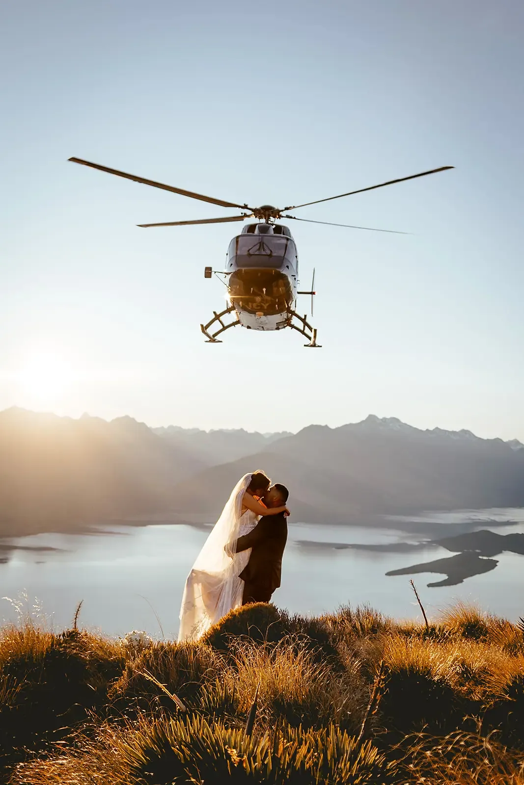 Triona + Edward 2-Landing Queenstown Heli Wedding with Family at Earnslaw Burn · Mount Crichton · Glenorchy