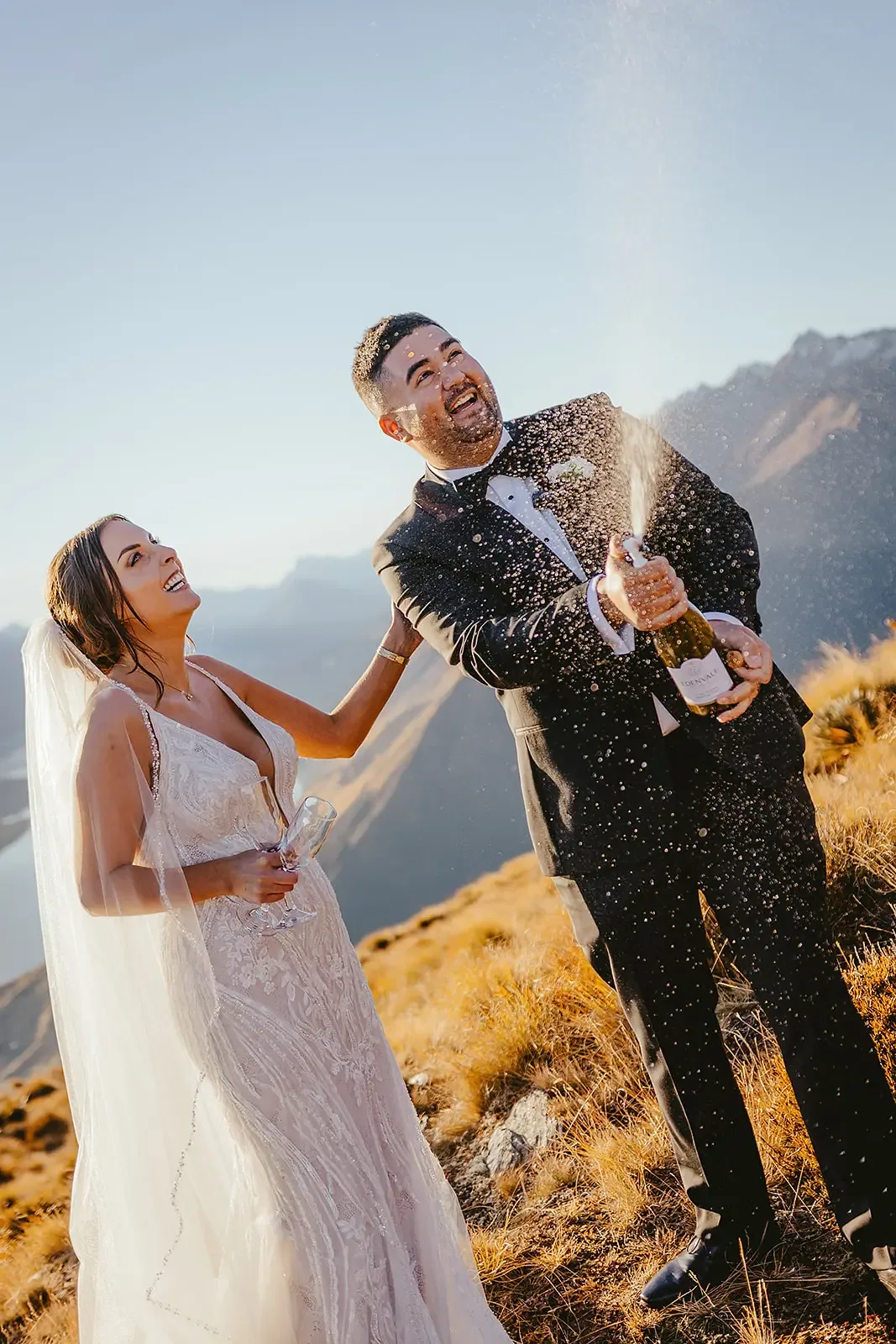 Champagne celebrations on the mountain